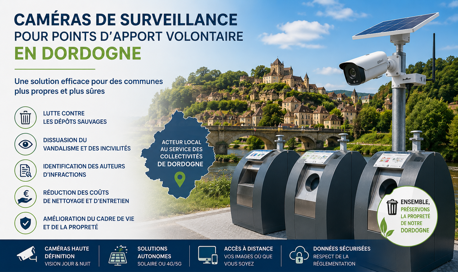Caméra des surveillance pour les points d'apport volontaire en dordogne et gironde