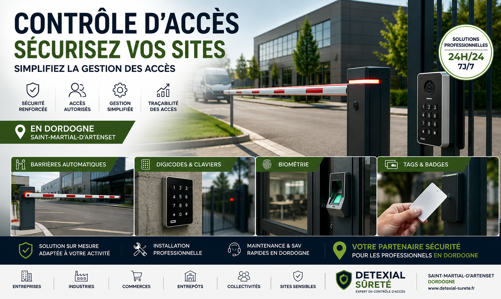 installatoin de barriere, digicode et de tout control d'acces en dordogne et montpon menesterol