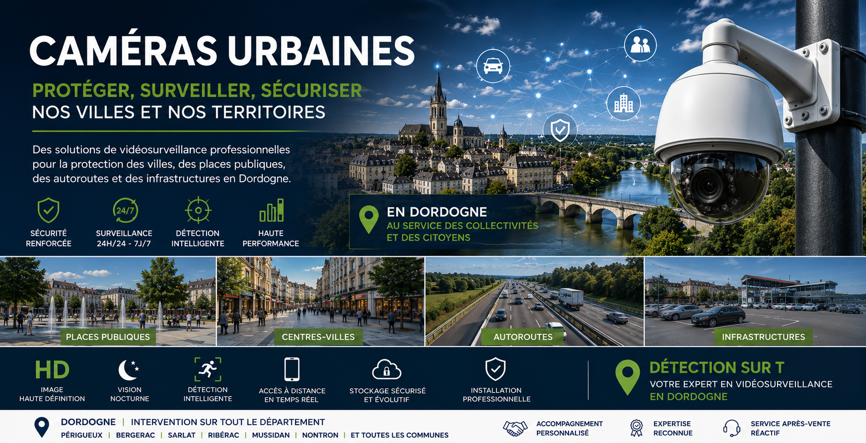 Videoprotection pour les villes avec des caméra urbaine en dordogne